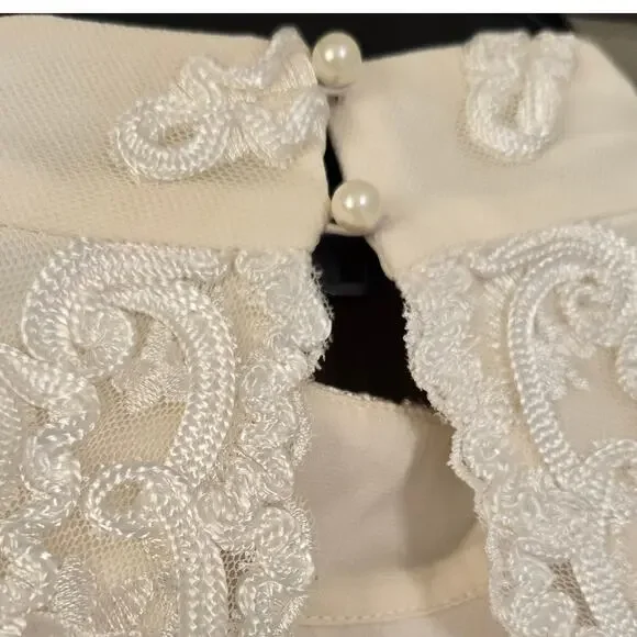 Alice + Olivia Ivory Cream Antique White Fyona Lace Silk Mini Dress Rare Size 2 - Picture 7 of 8